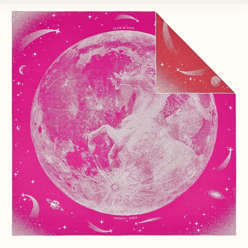 Hermès Claire de Lune 90 月光飛馬雙面絲巾-1