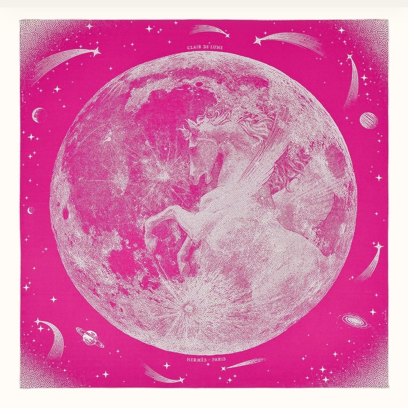 Hermès Claire de Lune 90 月光飛馬雙面絲巾-3
