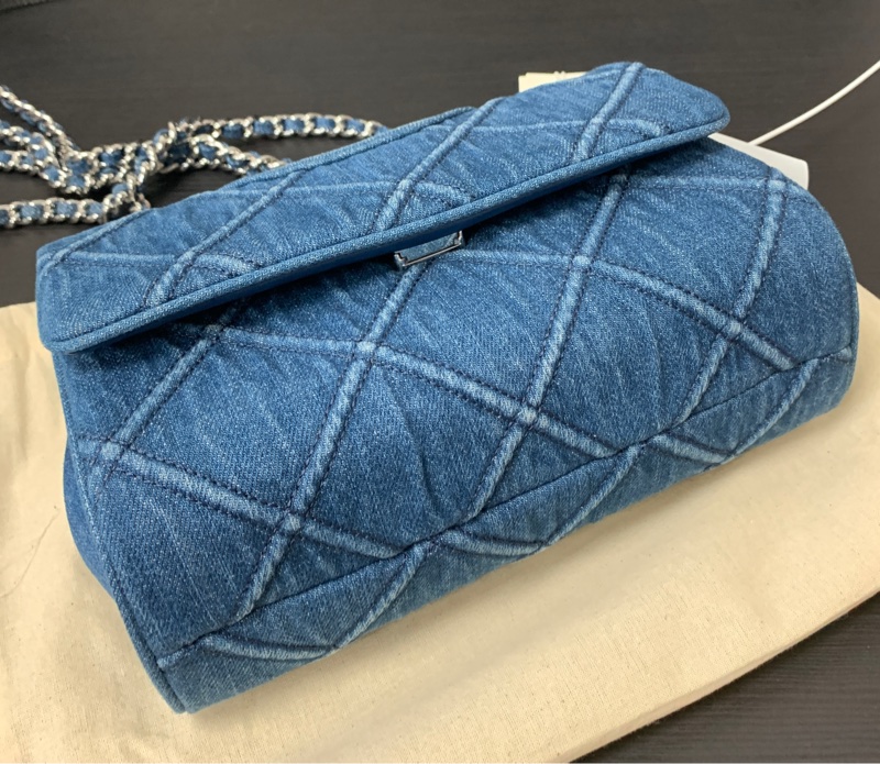 全新TORY BURCH Fleming 小號單寧菱形褶襉浮雕雙TLogo 單肩手提斜挎包-7