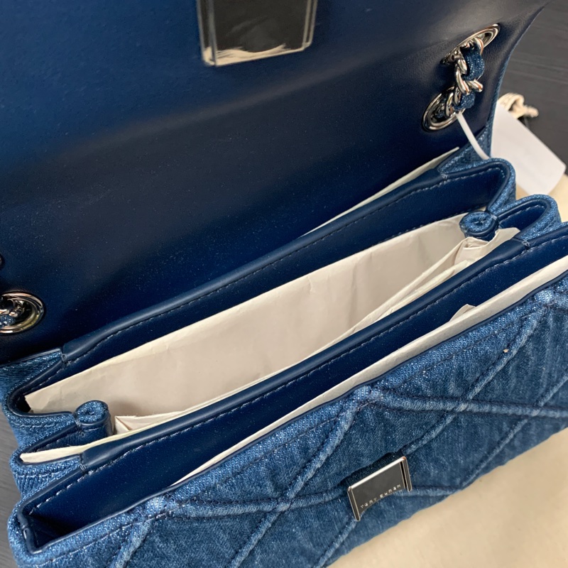 全新TORY BURCH Fleming 小號單寧菱形褶襉浮雕雙TLogo 單肩手提斜挎包-8