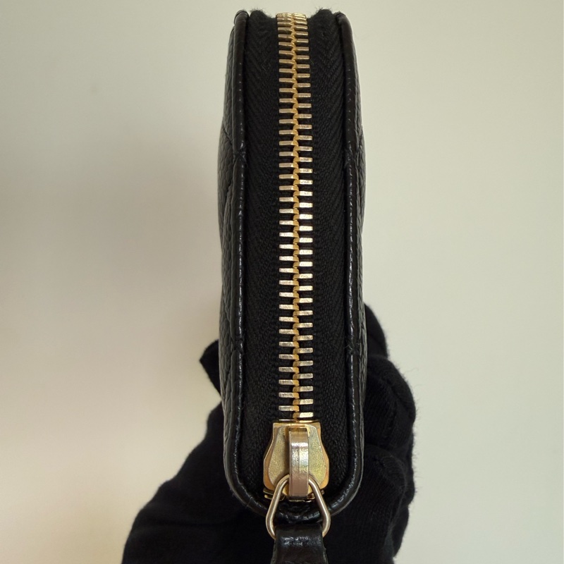 Chanel 經典黑金荔枝牛皮 ㄇ字拉鍊長夾 香奈兒-11