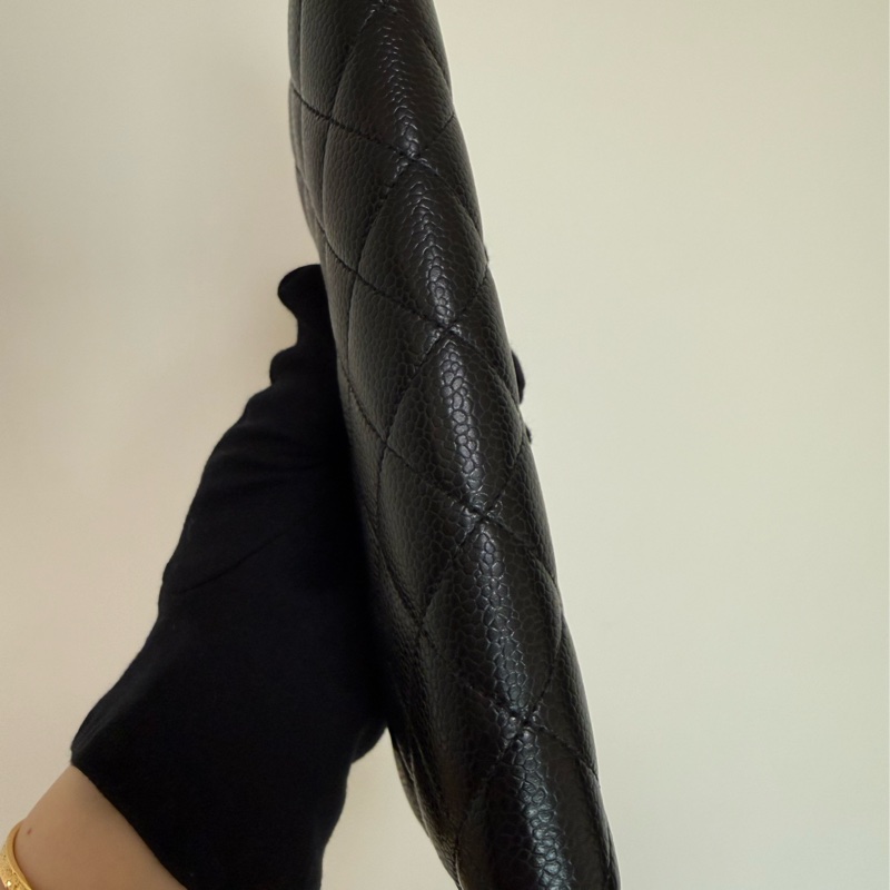 Chanel 經典黑金荔枝牛皮 ㄇ字拉鍊長夾 香奈兒-14