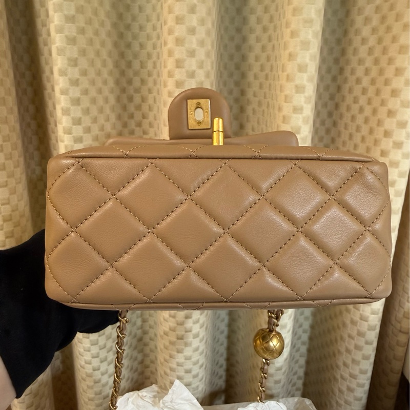 閒置新Chanel 霧金鏈coco奶茶 金球 方胖 香奈兒-11