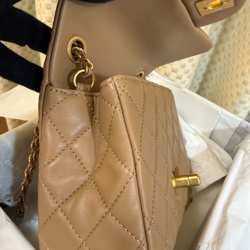 閒置新Chanel 霧金鏈coco奶茶 金球 方胖 香奈兒-14