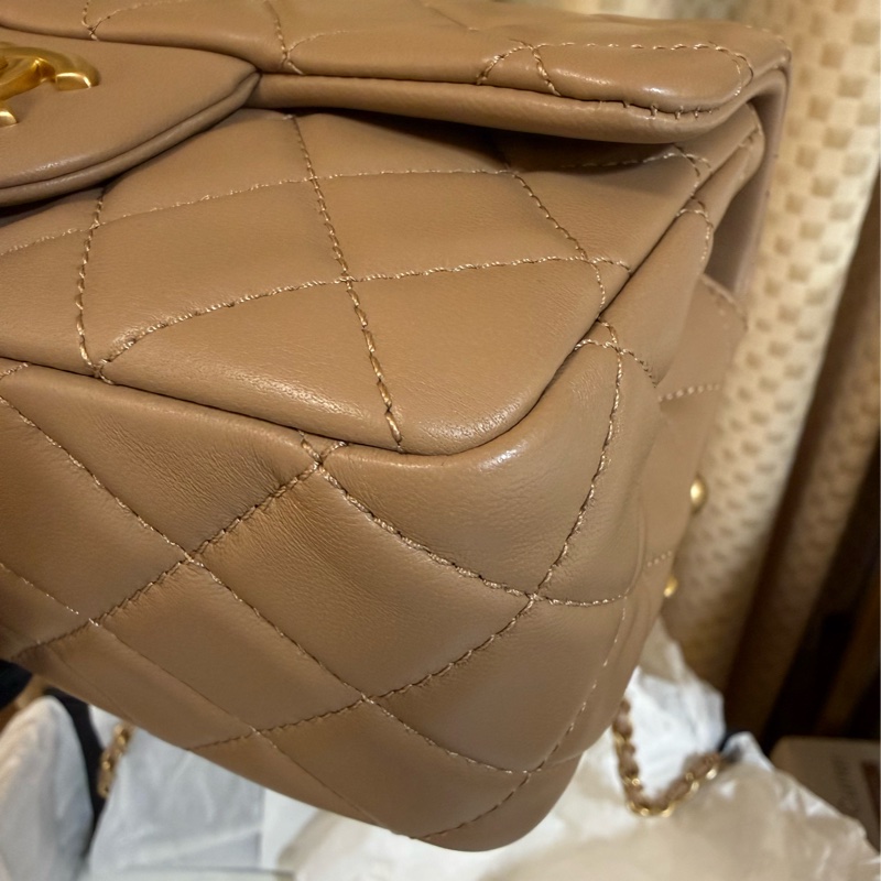 閒置新Chanel 霧金鏈coco奶茶 金球 方胖 香奈兒-17