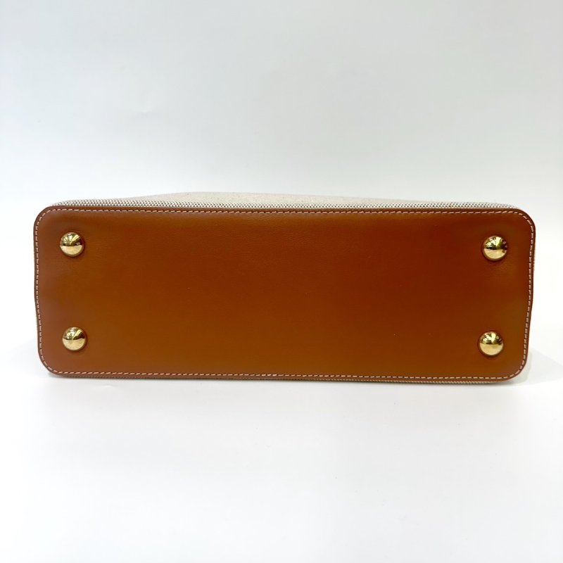 LV Capucines帆布拚焦糖色牛皮手提包M57361-2