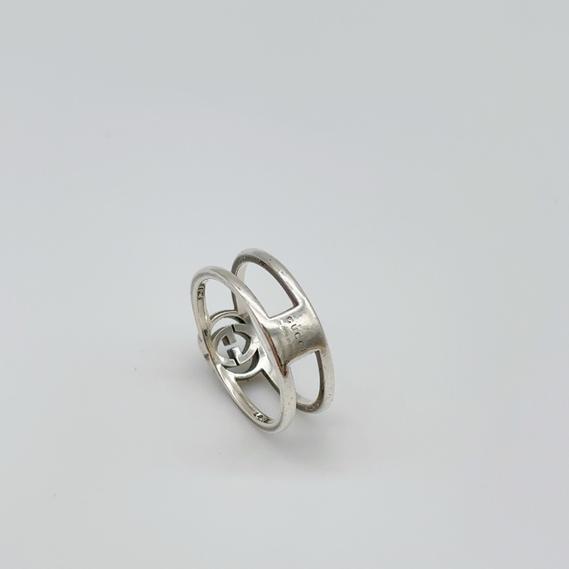 GUCCI 925純銀戒指INTERLOCKING G 系列兩件組 （10號）-6