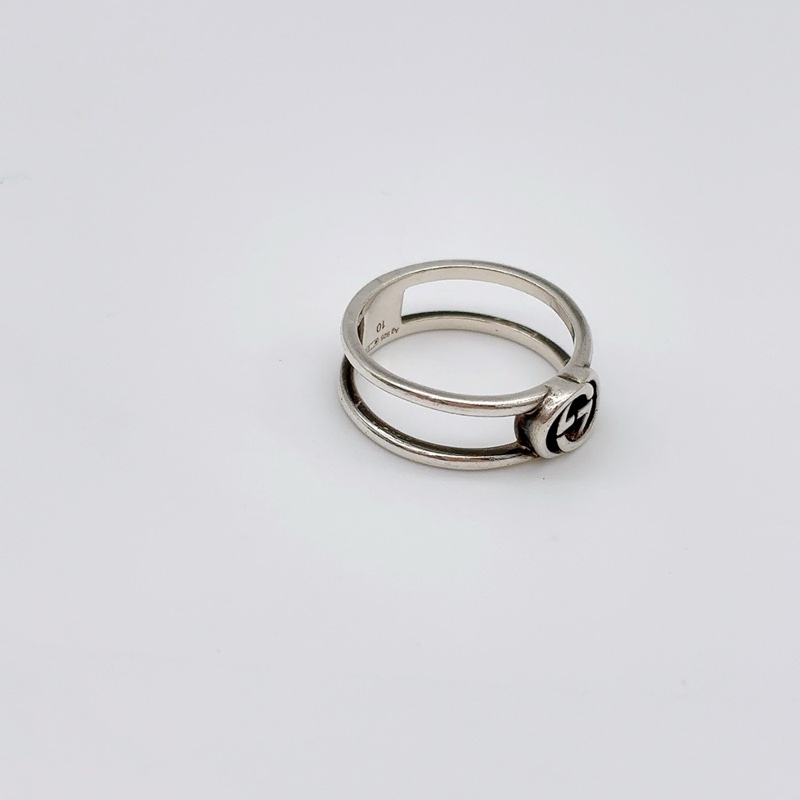 GUCCI 925純銀戒指INTERLOCKING G 系列兩件組 （10號）-10