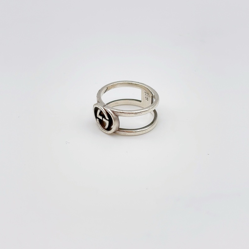 GUCCI 925純銀戒指INTERLOCKING G 系列兩件組 （16/18號）-6