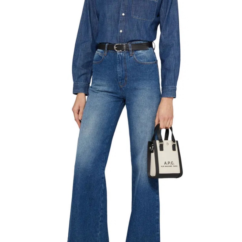 A.P.C Camille mini tote 品牌logo白色帆布迷你托特包 斜背包 付背帶-13