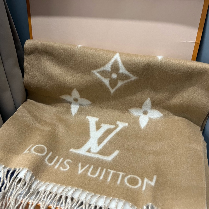 全新閒置 Louis Vuitton LV Reykjavik 山羊絨 圍巾 奶茶-0