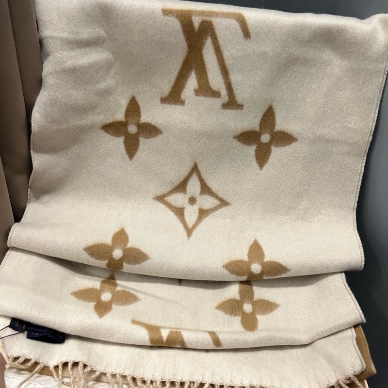 全新閒置 Louis Vuitton LV Reykjavik 山羊絨 圍巾 奶茶-2