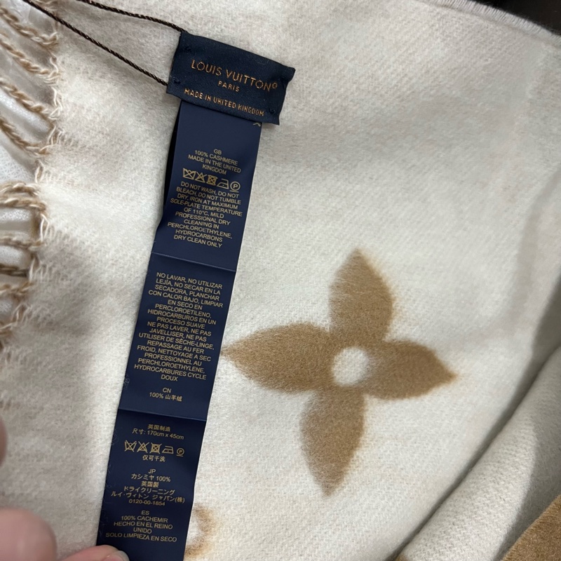 全新閒置 Louis Vuitton LV Reykjavik 山羊絨 圍巾 奶茶-12