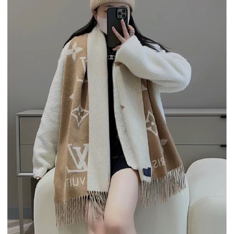全新閒置 Louis Vuitton LV Reykjavik 山羊絨 圍巾 奶茶-16