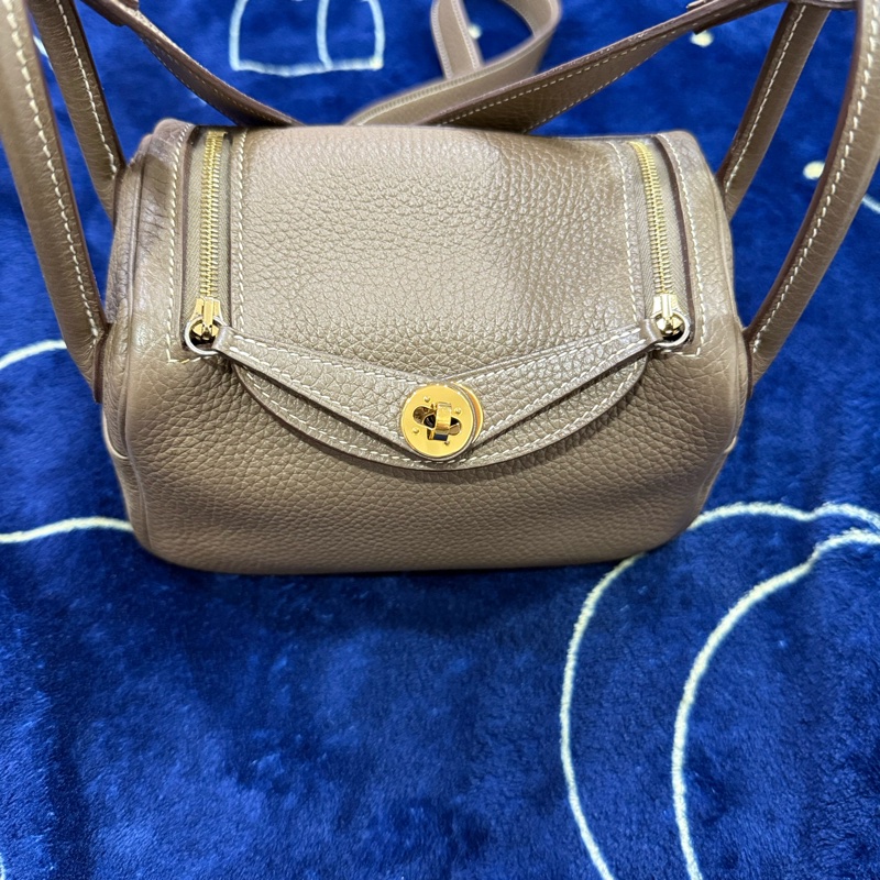 愛馬仕 mini Lindy大象灰金釦 U刻 金剛色 灰金minilindy-13