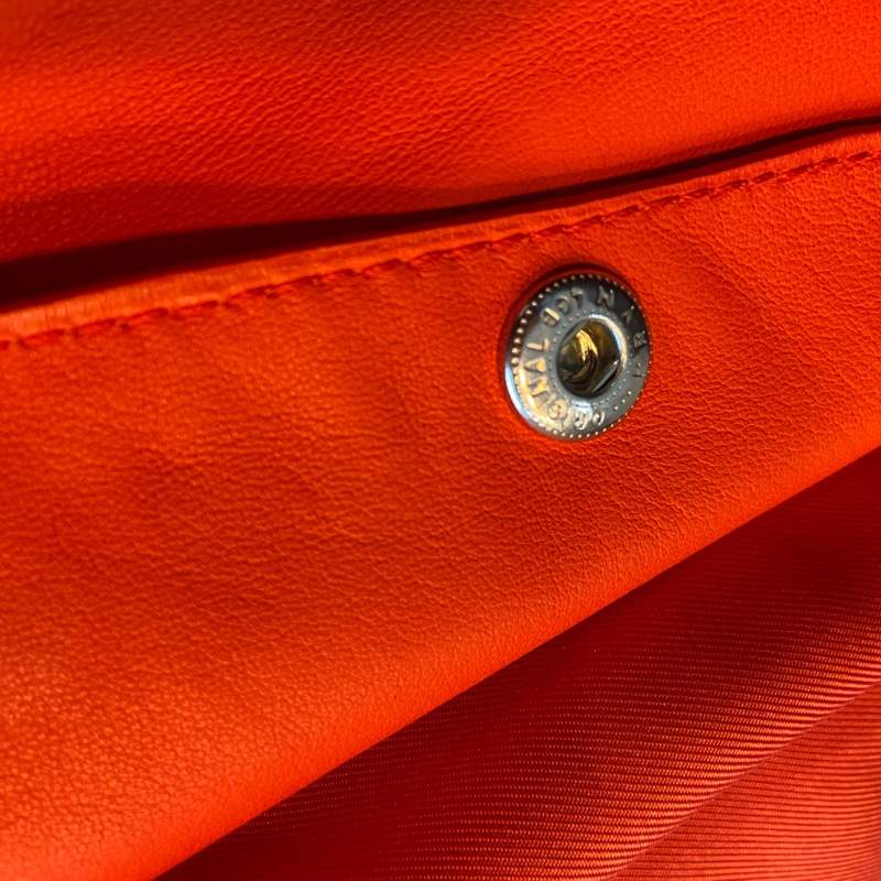 【美收精品】Hermes 品牌標準色 橘紅皮衣外套 銀釦 98-149-5