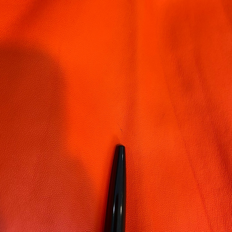 【美收精品】Hermes 品牌標準色 橘紅皮衣外套 銀釦 98-149-12