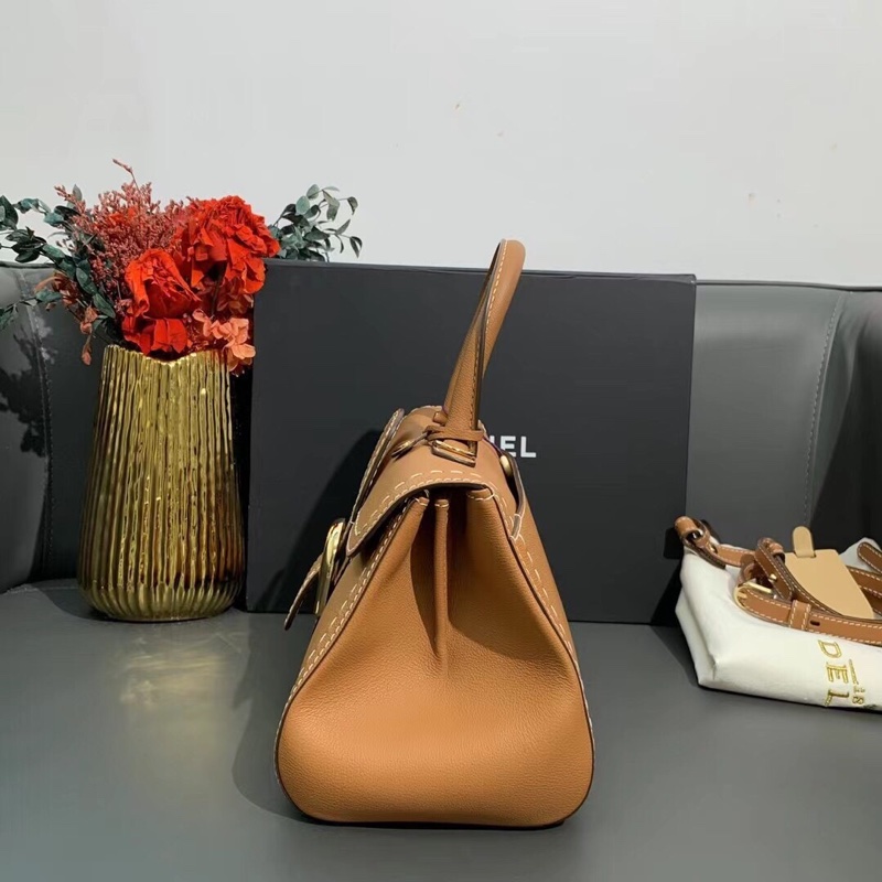 Delvaux德爾沃brillant外縫焦糖色橫版中號 單肩手提斜跨包-2