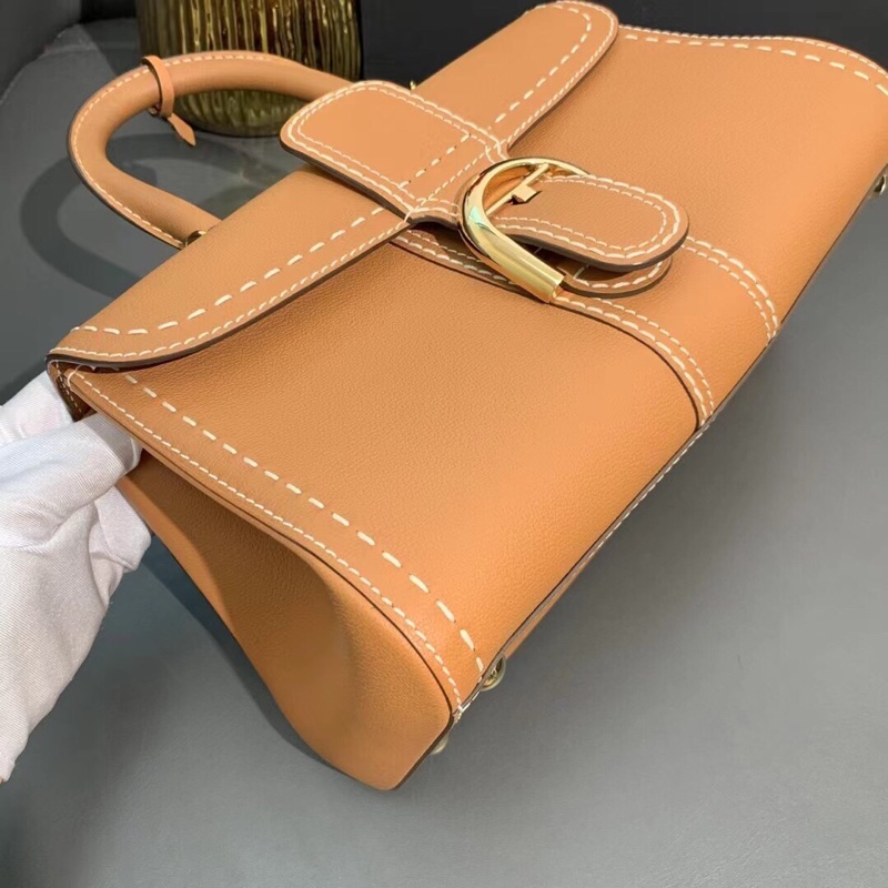 Delvaux德爾沃brillant外縫焦糖色橫版中號 單肩手提斜跨包-3