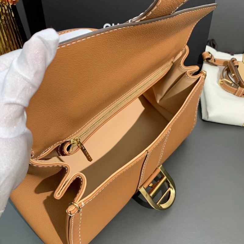 Delvaux德爾沃brillant外縫焦糖色橫版中號 單肩手提斜跨包-7