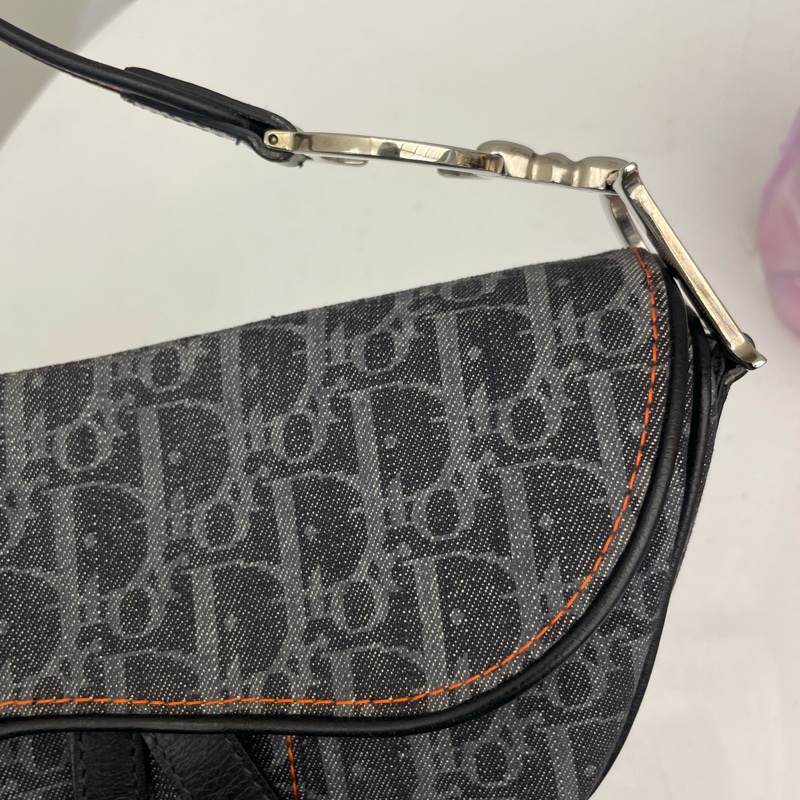 ▪️富貴選物FUGUEI▪️DIOR 海盜爺 飛行員系列 深藍色老花馬鞍包 銀釦-2