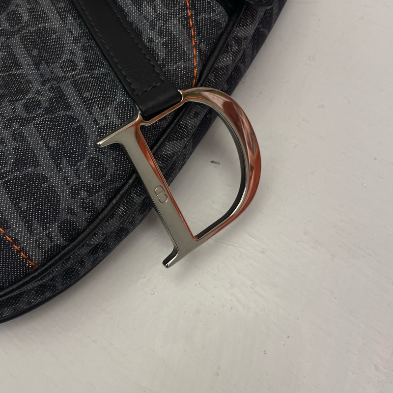 ▪️富貴選物FUGUEI▪️DIOR 海盜爺 飛行員系列 深藍色老花馬鞍包 銀釦-3