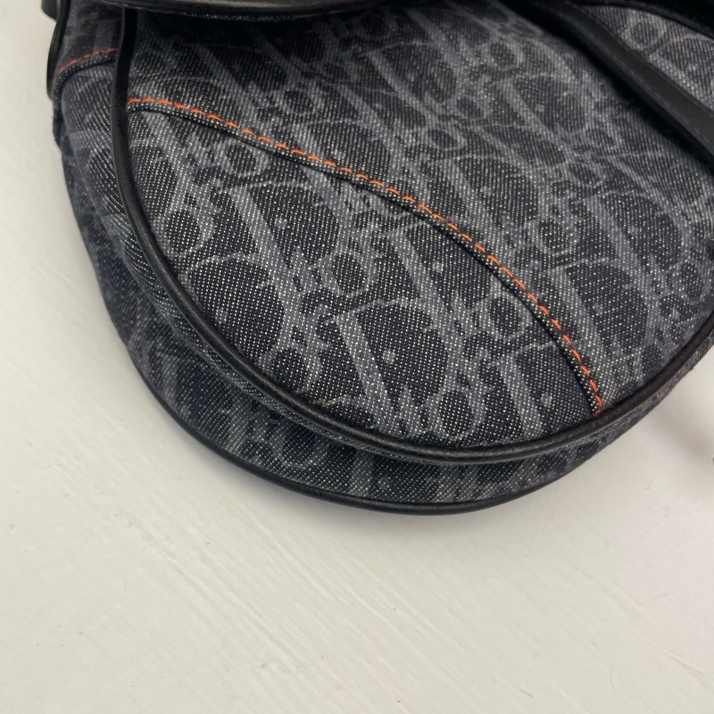 ▪️富貴選物FUGUEI▪️DIOR 海盜爺 飛行員系列 深藍色老花馬鞍包 銀釦-5