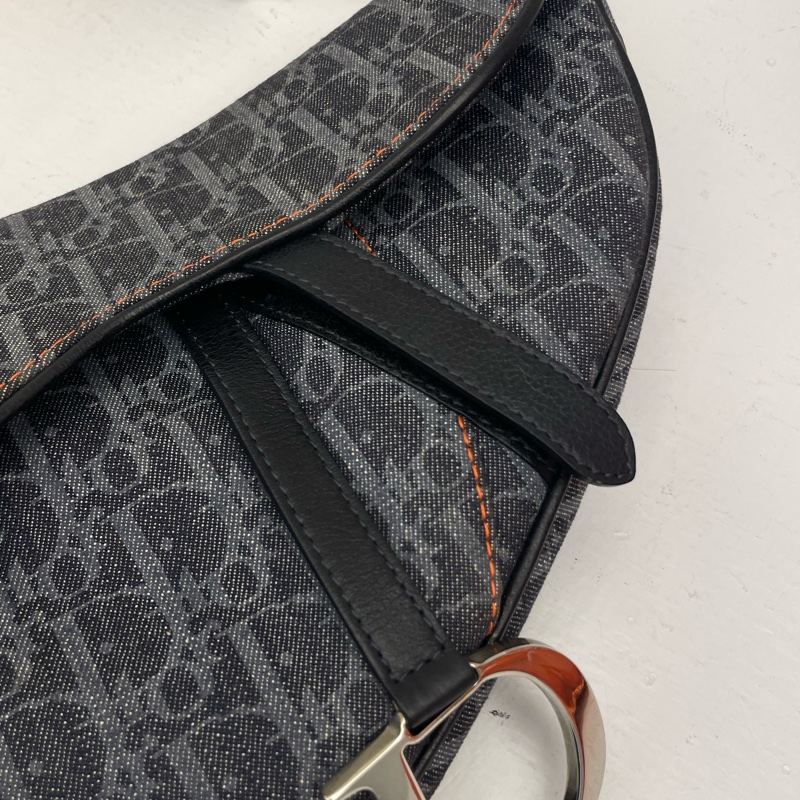 ▪️富貴選物FUGUEI▪️DIOR 海盜爺 飛行員系列 深藍色老花馬鞍包 銀釦-6