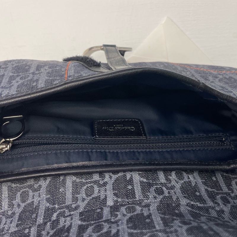 ▪️富貴選物FUGUEI▪️DIOR 海盜爺 飛行員系列 深藍色老花馬鞍包 銀釦-9