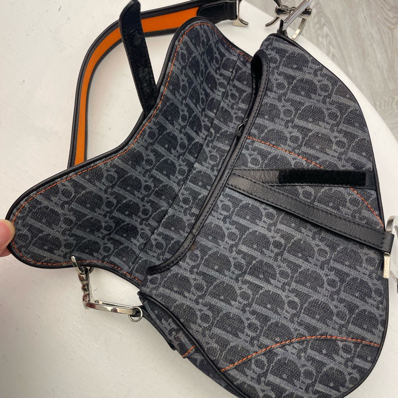 ▪️富貴選物FUGUEI▪️DIOR 海盜爺 飛行員系列 深藍色老花馬鞍包 銀釦-10