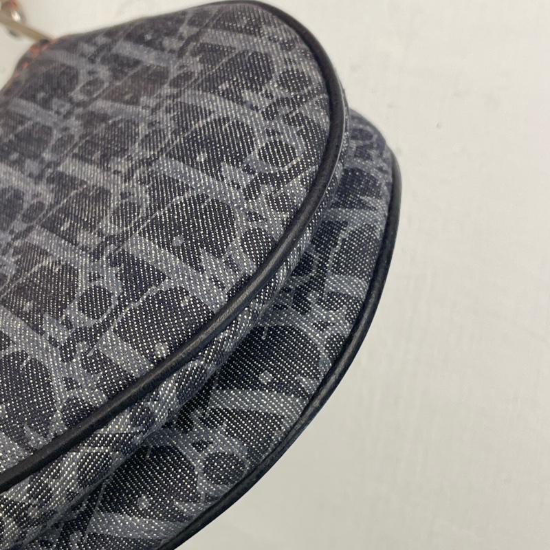 ▪️富貴選物FUGUEI▪️DIOR 海盜爺 飛行員系列 深藍色老花馬鞍包 銀釦-16