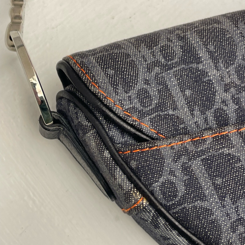 ▪️富貴選物FUGUEI▪️DIOR 海盜爺 飛行員系列 深藍色老花馬鞍包 銀釦-17