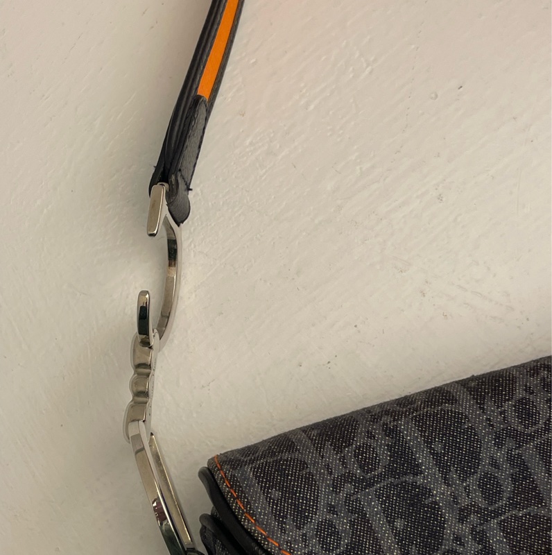 ▪️富貴選物FUGUEI▪️DIOR 海盜爺 飛行員系列 深藍色老花馬鞍包 銀釦-18