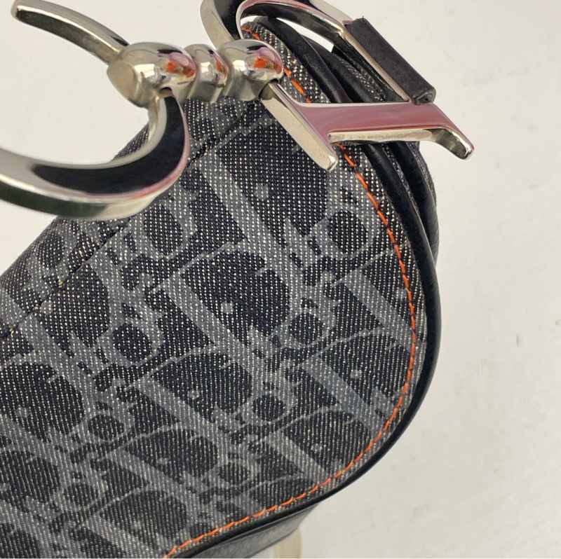 ▪️富貴選物FUGUEI▪️DIOR 海盜爺 飛行員系列 深藍色老花馬鞍包 銀釦-20