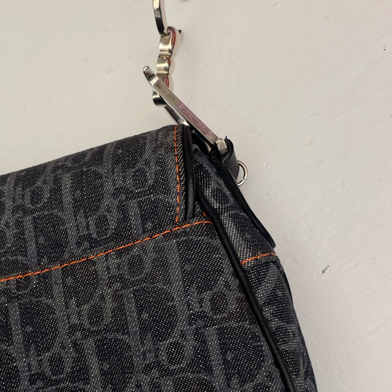 ▪️富貴選物FUGUEI▪️DIOR 海盜爺 飛行員系列 深藍色老花馬鞍包 銀釦-22