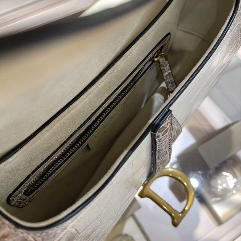 Dior 迪奧 馬鞍包 中號 喜馬拉雅 鱷魚皮 金釦 單肩包-9