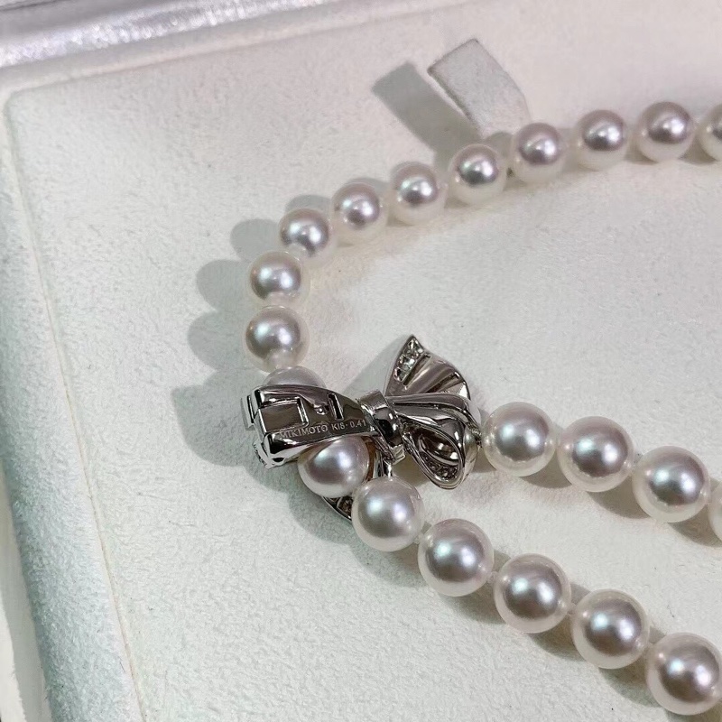 mikimoto禦木本蝴蝶扣珍珠項鍊手鍊 釦子可以打開調整長度-3