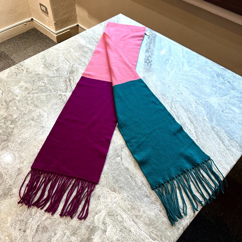 【美收精品】Chanel 拼接三色羊毛圍巾 88-950-0