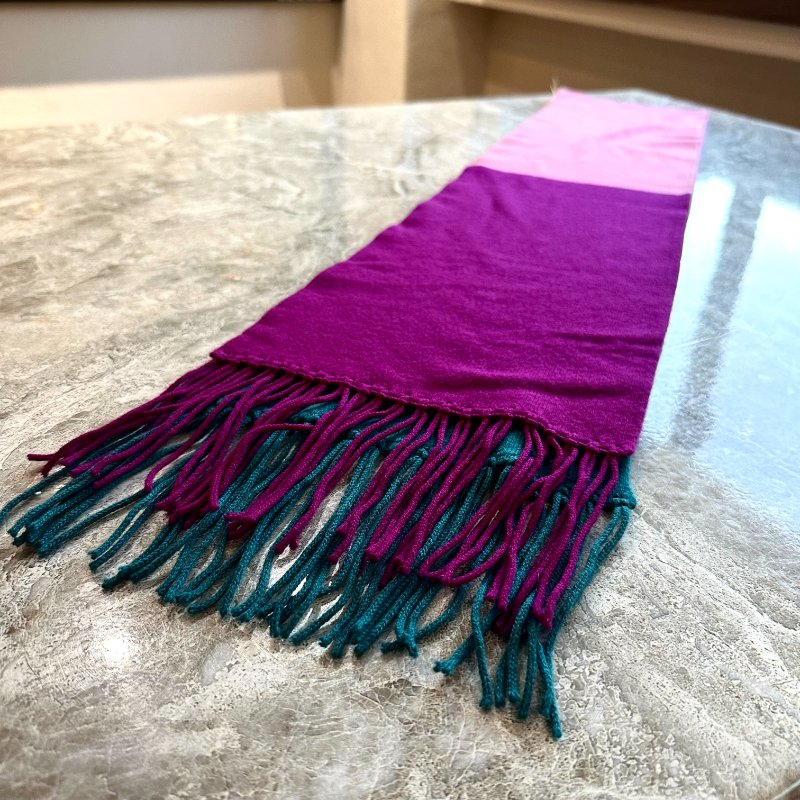 【美收精品】Chanel 拼接三色羊毛圍巾 88-950-4