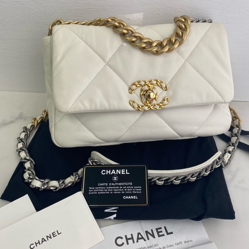 香奈兒 chanel 19 AS1160 白色 小號-0