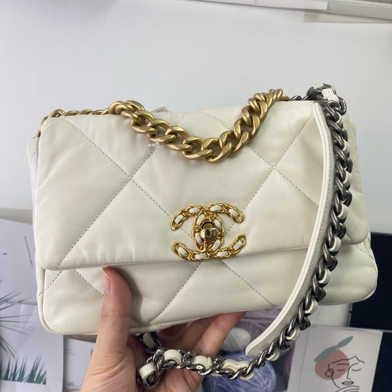 香奈兒 chanel 19 AS1160 白色 小號-1