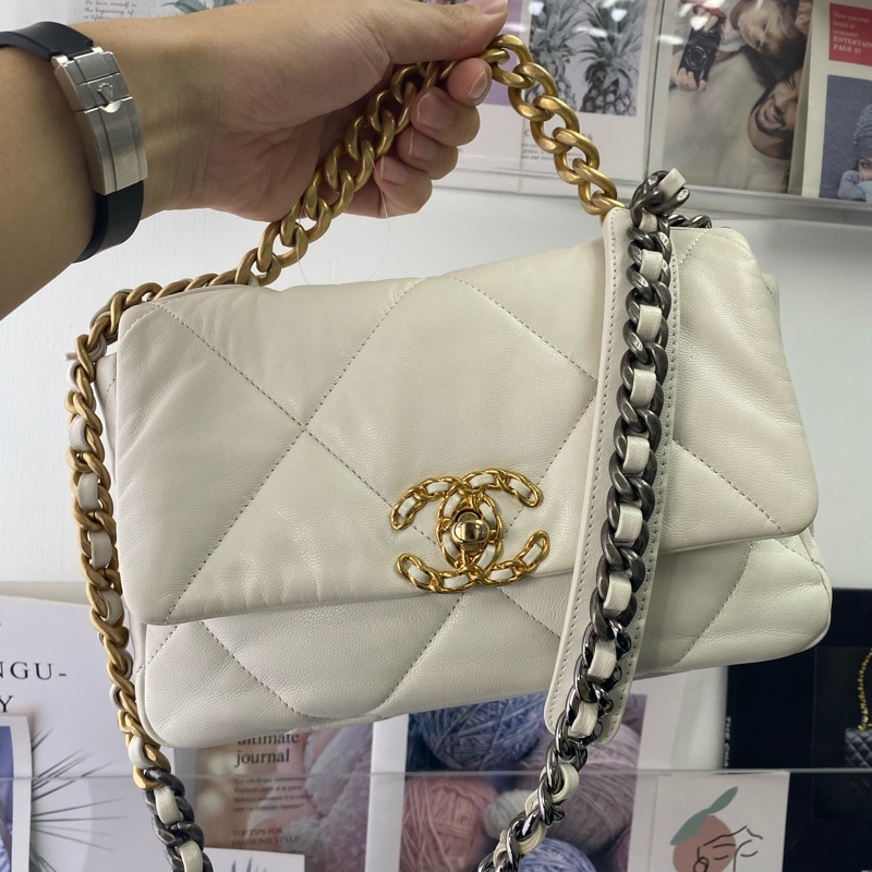 香奈兒 chanel 19 AS1160 白色 小號-3