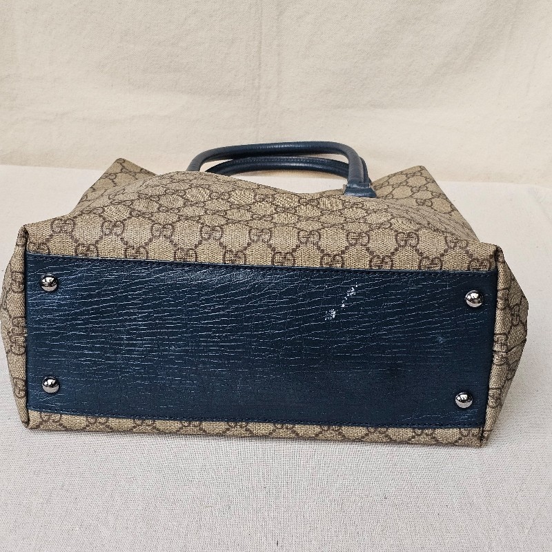 GUCCI GG Tote 防水皮革材質 藏青色老花提包-13