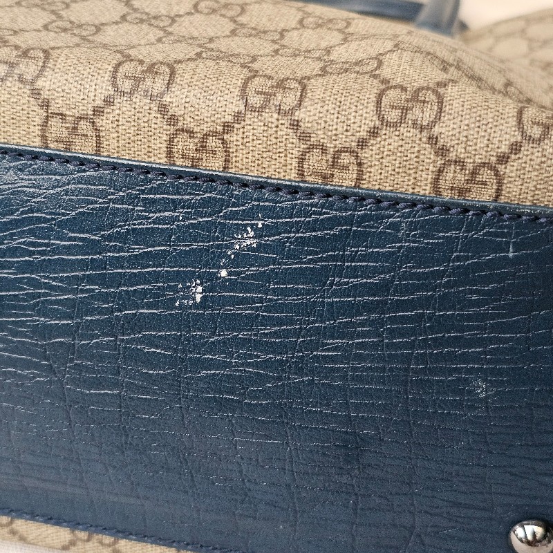 GUCCI GG Tote 防水皮革材質 藏青色老花提包-14