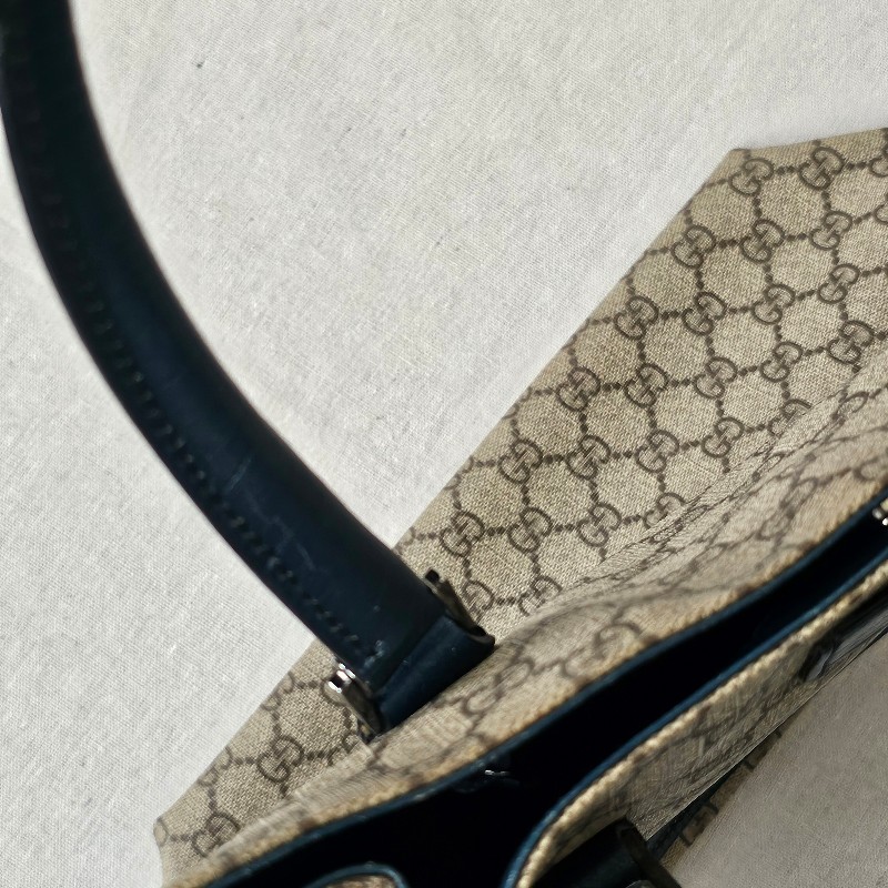GUCCI GG Tote 防水皮革材質 藏青色老花提包-15