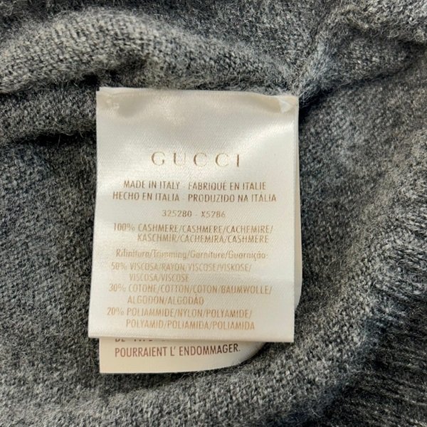 九成新 GUCCI 灰色 喀什米爾 V領 針織 短袖上衣 T-Shirt Xs-7