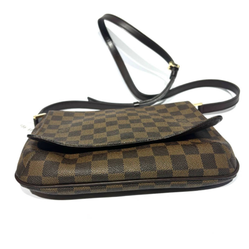 【美收精品】LOUIS VUITTON 9成新 Musette Tango 長款肩帶 烏黑色棋盤格 肩包 PVC 真皮 棕色 88-980-1