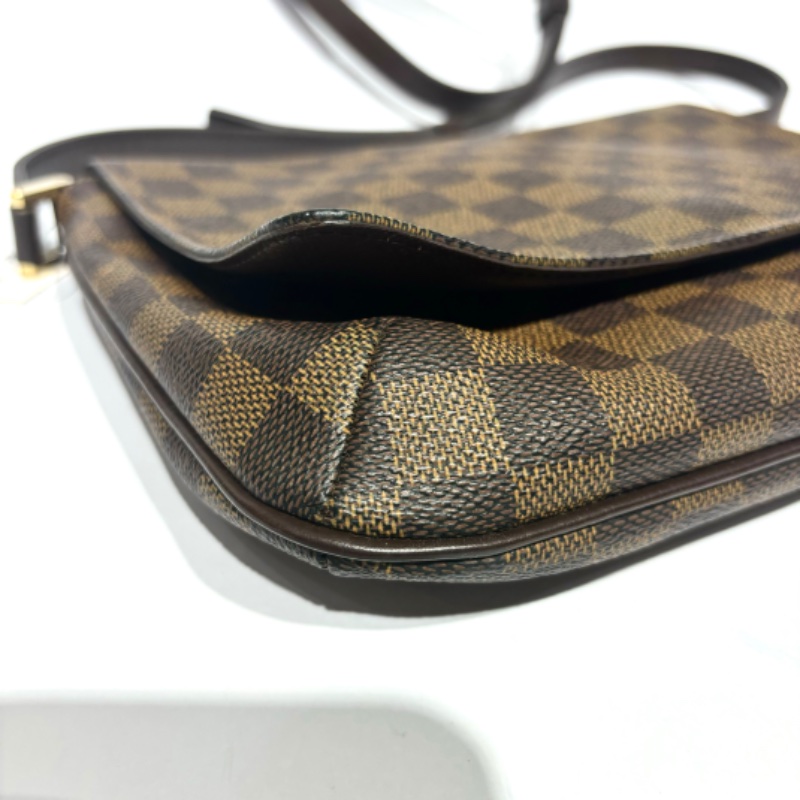 【美收精品】LOUIS VUITTON 9成新 Musette Tango 長款肩帶 烏黑色棋盤格 肩包 PVC 真皮 棕色 88-980-3