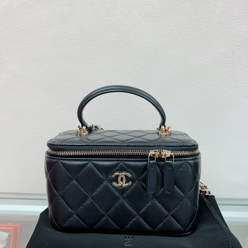 近新✨Chanel vanity 黑金手柄長盒子鏈條包/ 化妝包-0
