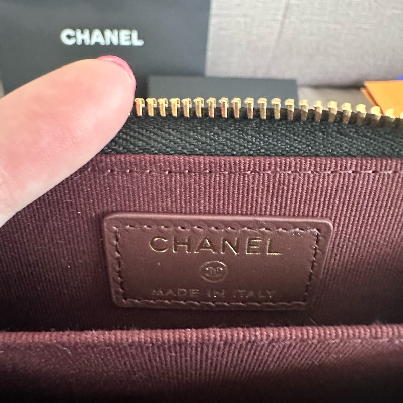 💖Chanel 拉鍊零錢包 💖 黑金牛 全新全配-3